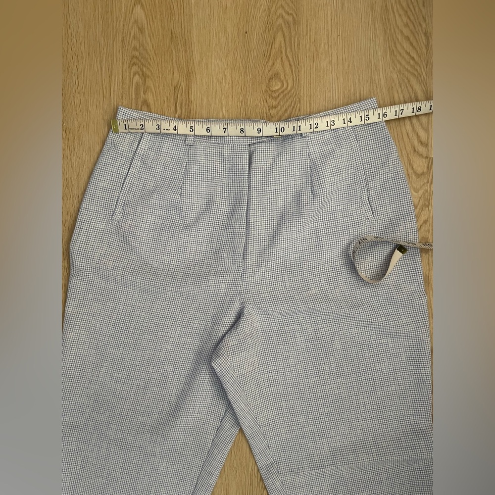 Gingham Tapered Trousers Blue White Sz 14 - Picture 9 of 14